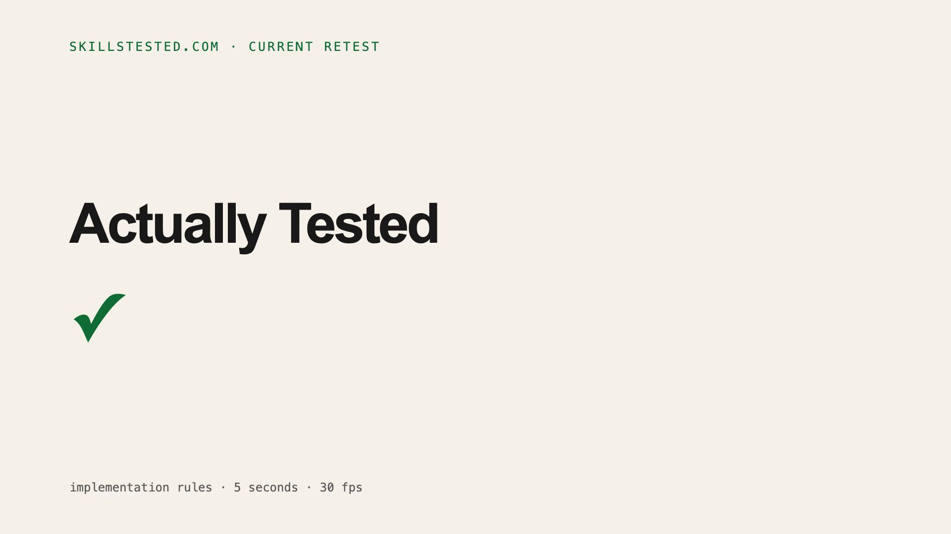 Remotion official skills result: left-aligned title with a green check glyph